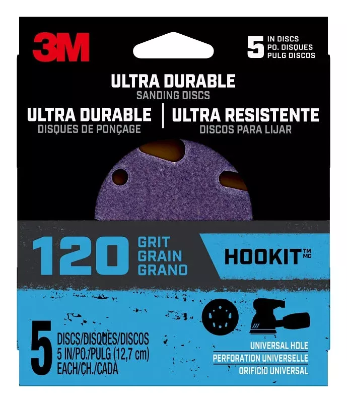 3M 27310 Power Sanding Disc, 5 in Dia, 120 Grit, Medium, Ceramic Abras