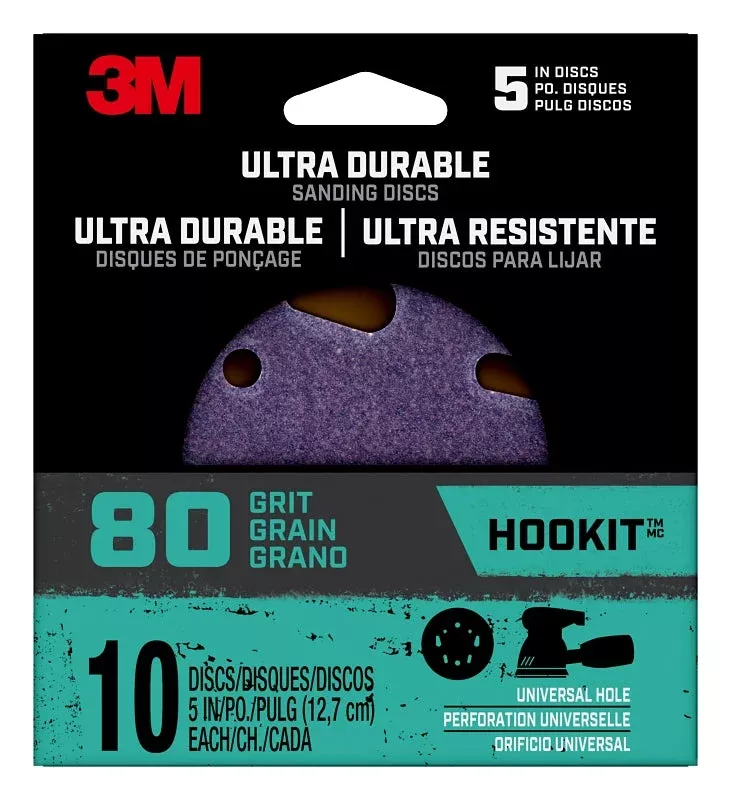 3M 27314 Power Sanding Disc, 5 in Dia, 80 Grit, Coarse, Ceramic Abrasi