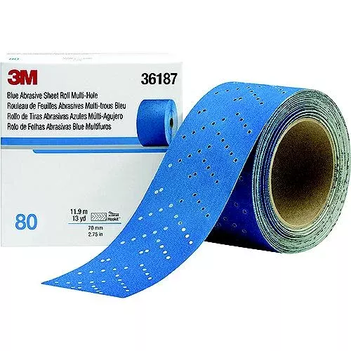 3M Blue Abrasive Hookit Sheet Roll, 2-3/4″ x 13 Yards