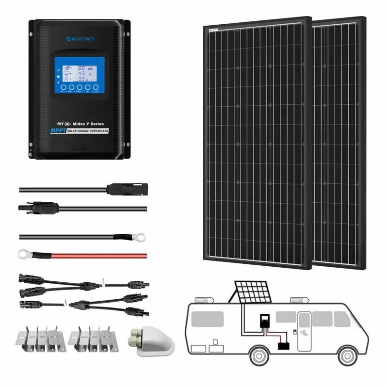 ACOPower 200 Watt 12V/24V 30A Monocrystalline Solar Panel Kit