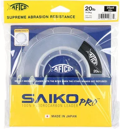 Aftco Saiko Pro Fluorocarbon Leader – Clear – 60lb – 50yds