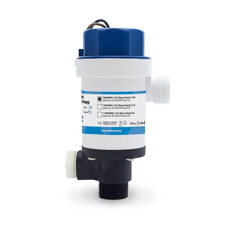 Albin Group 12V 500GPH Short Stack Twinport Aerator Pump (01-05-074)