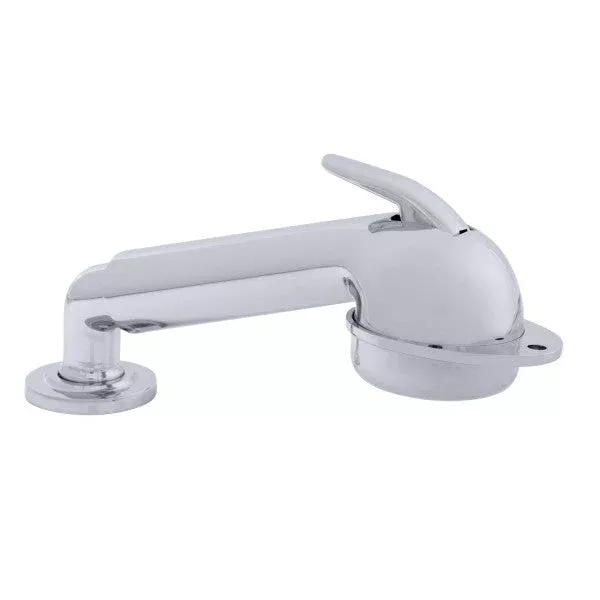 Ambassador Marine – Deck-Mount Sprayer- Large Chrome Sprayer w/Elbow, 6′ White Rubber Marine Hose, Low Profile Holder – 134-0008-CW-R