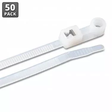 Ancor 199316 14″ Natural Mounting Self-Cutting Cable Ties – 50 Pack