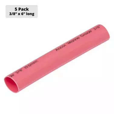 Ancor 304606 Adhesive Lined Heat Shrink Tubing (ALT), Red, 3/8″ x 6″, 5 Pack