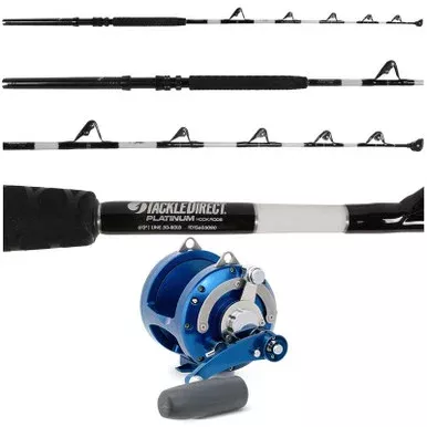 Avet EX50/2 Blue Rod & Reel Stand Up Combo w/ Platinum Hook TDTS605080