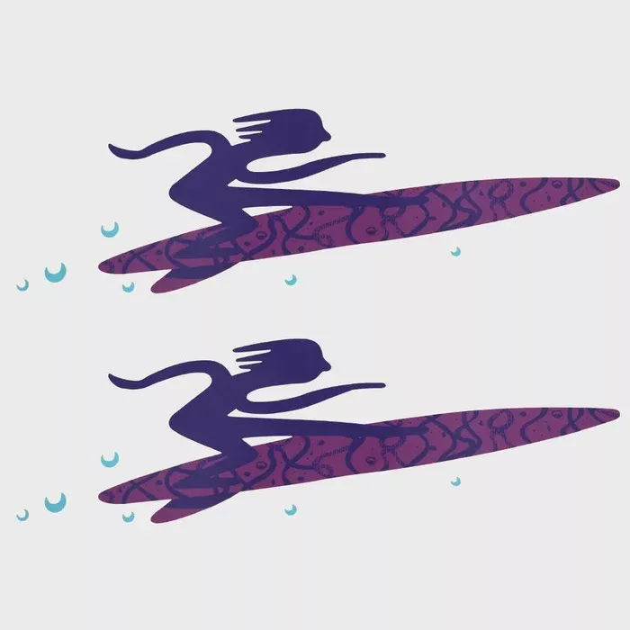 Bayliner Boat Graphic Decal | Jazz Surfer Sticker Purple / Teal (Pair)