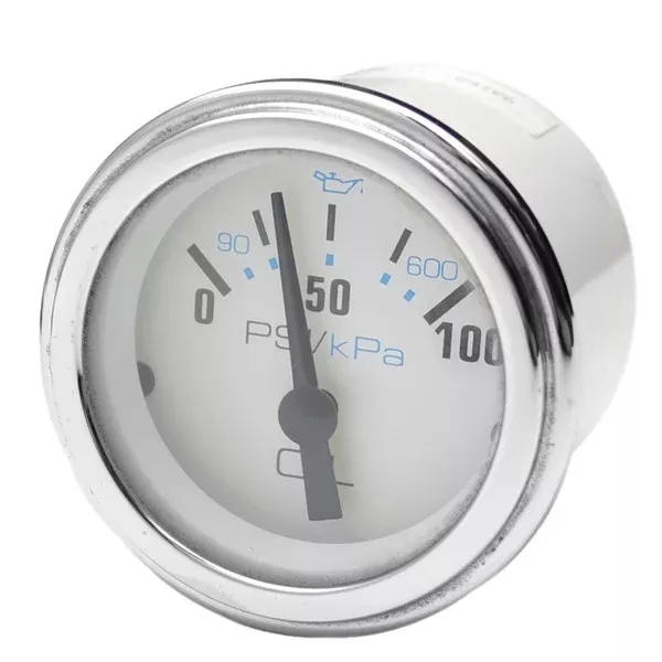 Beede Boat Oil Pressure Gauge 931687 |Silver / White 2 Inch