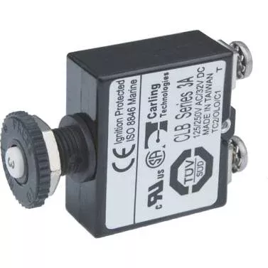 Blue Sea 2129 Push Button Reset Only Screw Terminal Circuit Breaker – 3 Amps