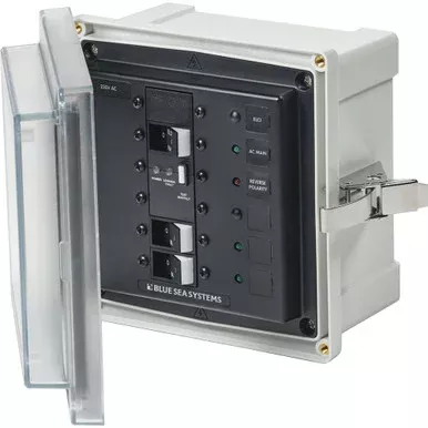 Blue Sea 3122 – SMS Panel Enclosure w/ELCI (16A) & 2 Branch (8A) – 230V AC