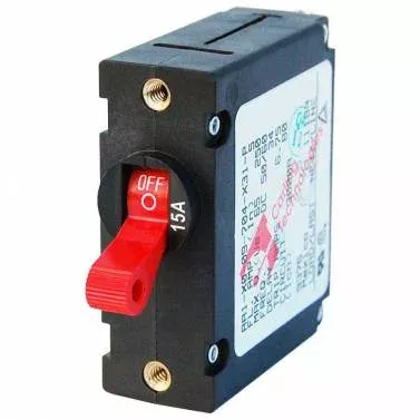 Blue Sea 7209 A-Series Red Toggle Circuit Breaker Single Pole 15A