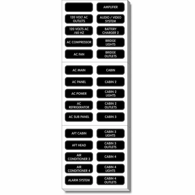 Blue Sea AC Panel Extended 120 Label Set (8067-BSS)