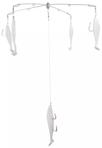 Blue Water Candy All Hot Umbrella Rig with 9in Shad – 24in White
