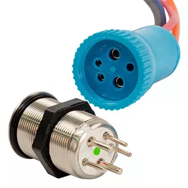 Bluewater 22mm Push Button Switch – Off/(On) Momentary Contact – Blue/Red LED – 4′ Lead