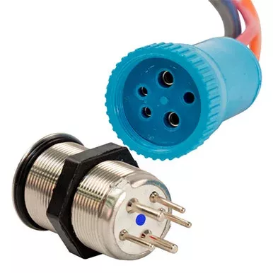 Bluewater 22mm Push Button Switch – Off/On/On Contact – Blue/Green/Red LED – 1′ Lead