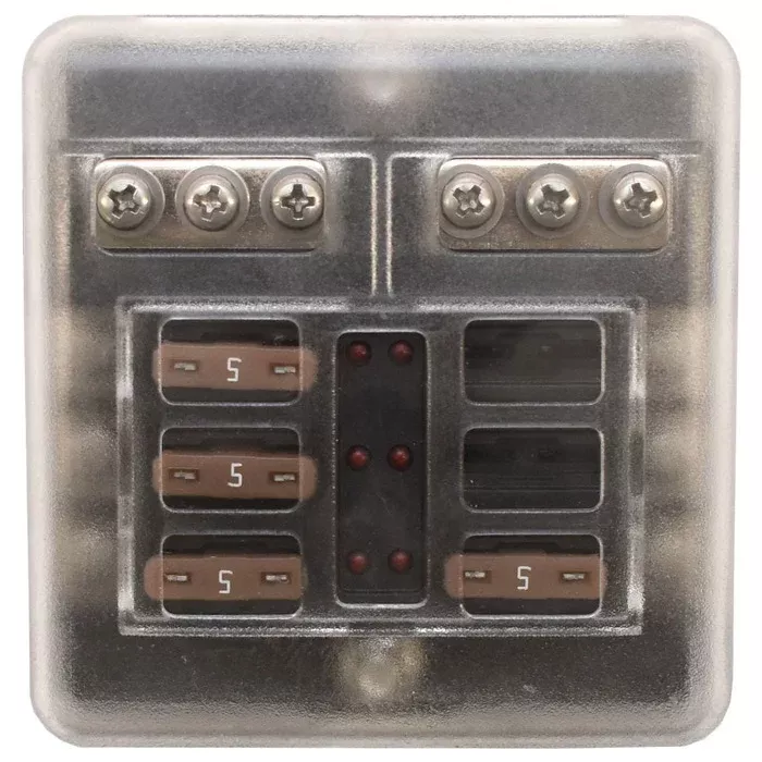Bluewater Marine Boat Fuse Block 3200-0001-006 | 6-Position w/ LEDs