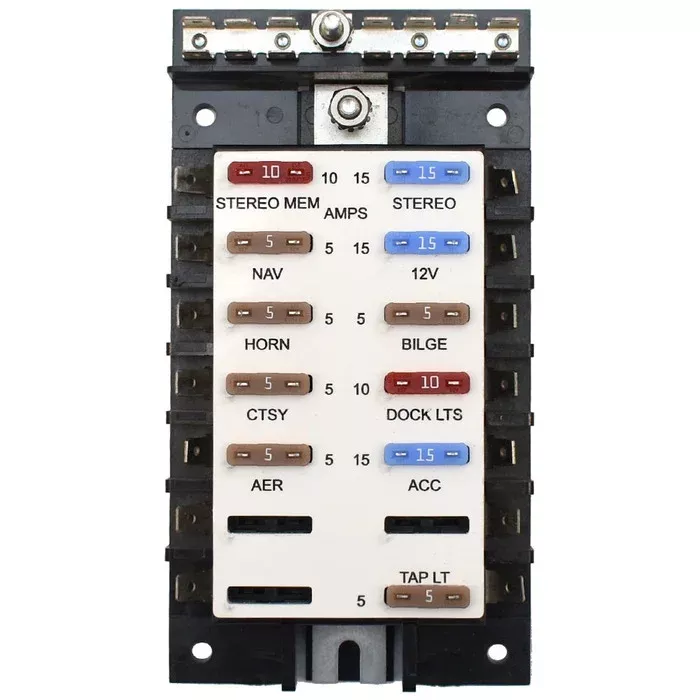 Boat Terminal Fuse Block | 14-Position 28 Spade White