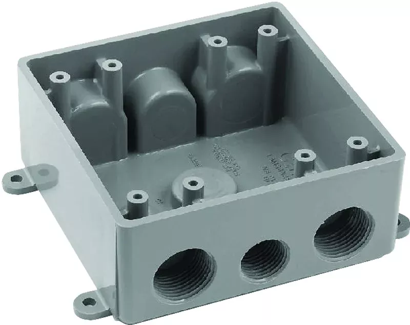 Carlon E382DE Switch Box, 2-Gang, 7-Outlet, PVC, Gray