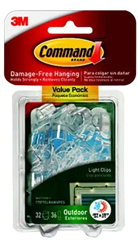 Command 17017CLRAWVPES Light Clip with Foam Strip, 1-1/4 in L x 3/4 in