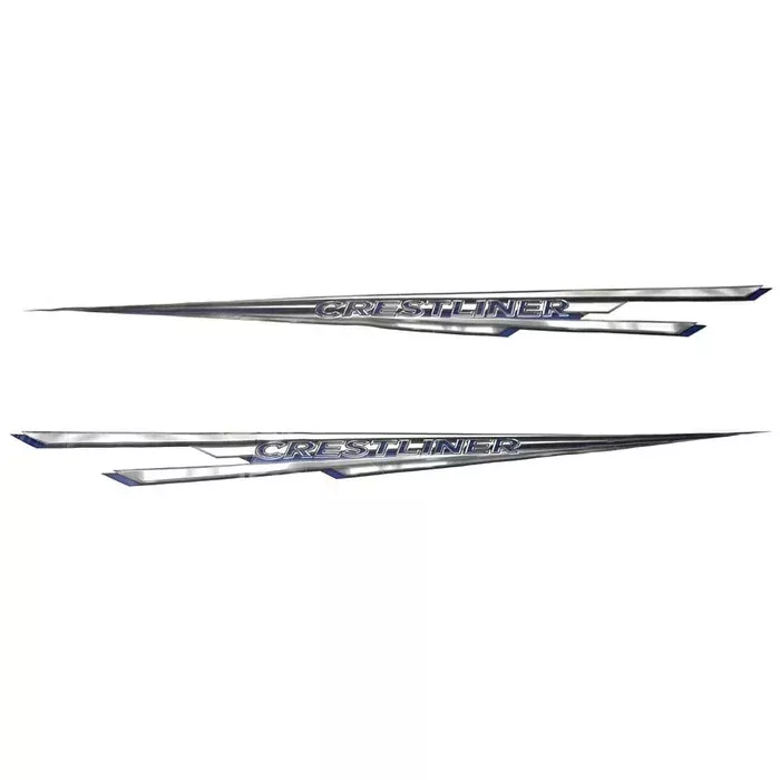 Crestliner Boat Decal 2140542 | Vision Silver Blue Stickers (Set of 2)