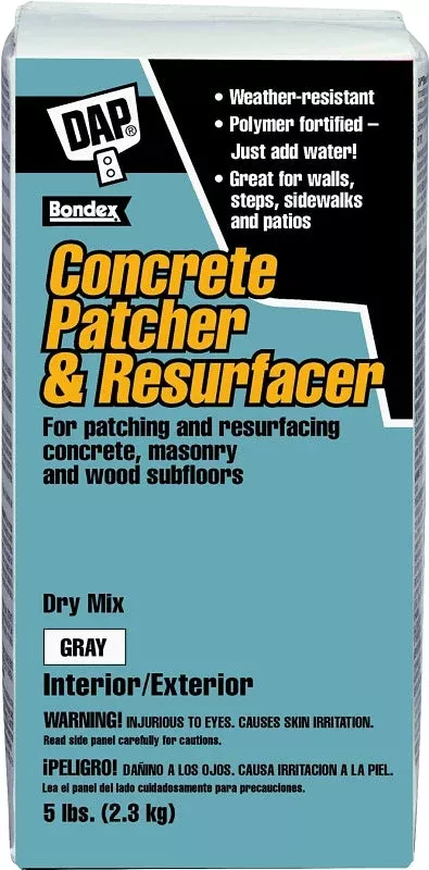 DAP Bondex 10466 Concrete Patcher and Resurfacer, Gray, 5 lb, Pack of
