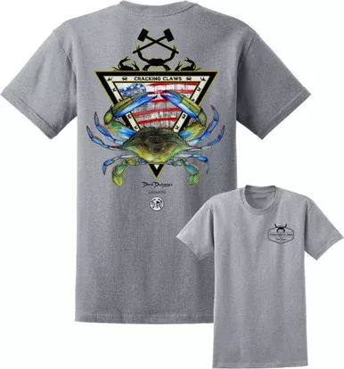 David Dunleavy American Blue Crab T-Shirt – Athletic Heather– XX-Large