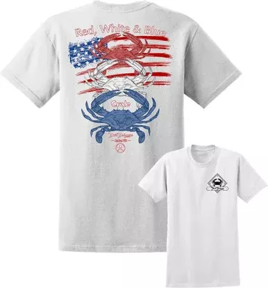 David Dunleavy Red White and Blue Crab T-Shirt – White – 3X-Large