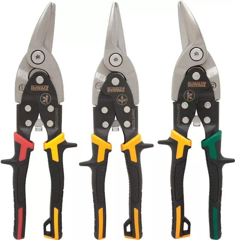 DEWALT DWHT14676 Aviation Snip Set, 2-3/4 in L Cut, Straight Cut, Stee