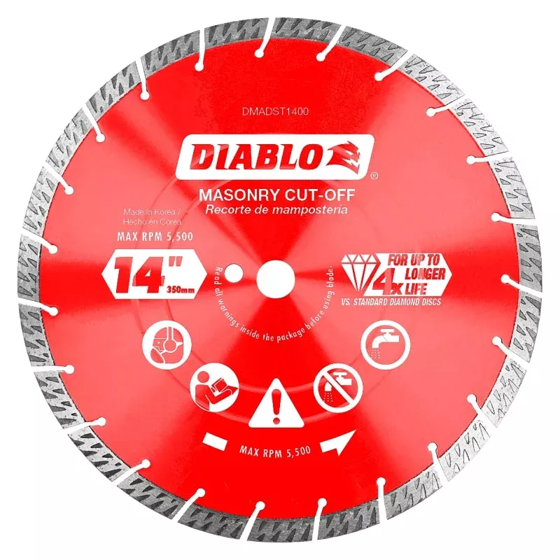 Diablo DMADST1400 Series Saw Blade, Turbo Cut-Off Disc Blade, 14 in Di