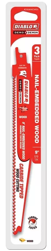Diablo DS0906CWS3 Reciprocating Saw Blade, Applicable Materials: Wood,