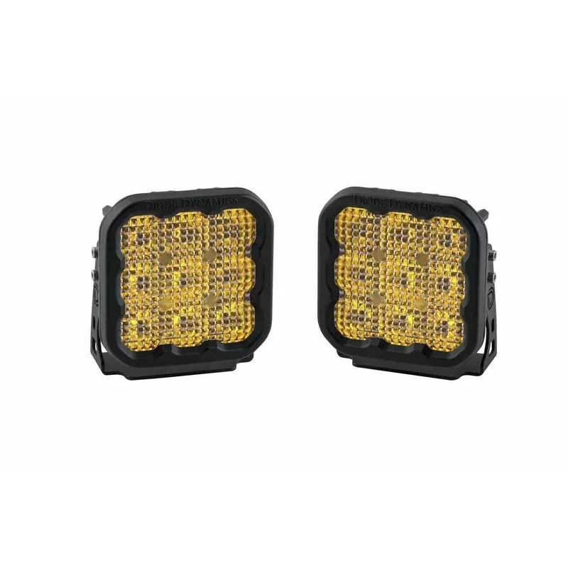 Diode Dynamics SS5 LED Pod Pro Yellow Flood (Pair) (80×50) (DD6779P)