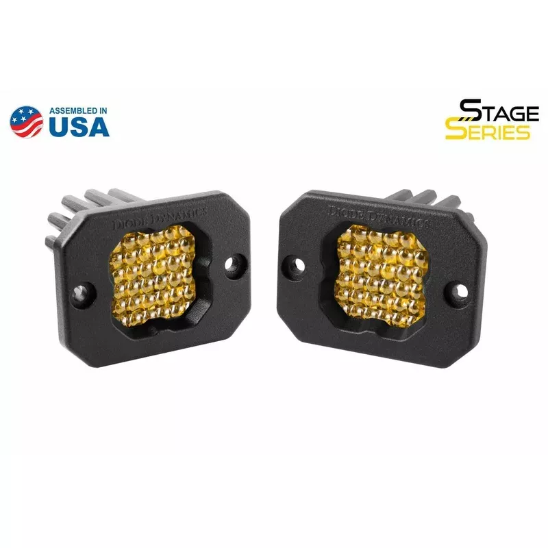 Diode Dynamics Stage Series C1 LED Pod Sport Yellow Flood Flush ABL (Pair) (DD6473P)