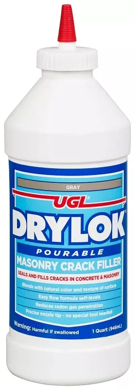 Drylok 30512 Pourable Crack Filler, Gray, Liquid, 1 qt