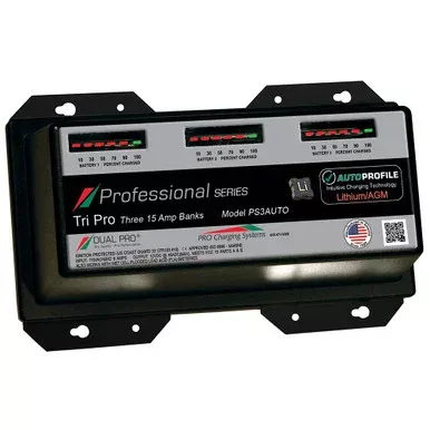 Dual Pro PS3 Auto 15A – 3-Bank Lithium/AGM Battery Charger