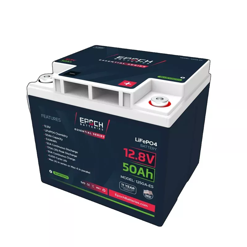Epoch Batteries 12V 50Ah Self-Heating Bluetooth Lithium Battery (1250A-ES)