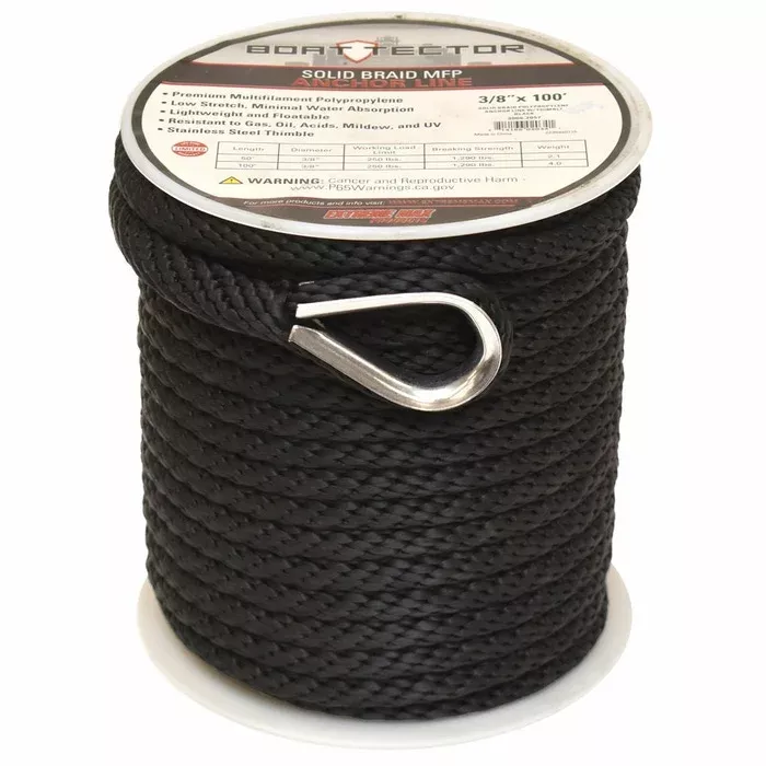 Extreme Max Boat Anchor Line 3006.2057 | Black 3/8 x 100 FT