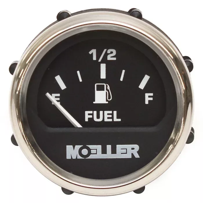 Faria Boat Fuel Gauge GP8092A | Moeller 2 Inch Black Euro SS Flat