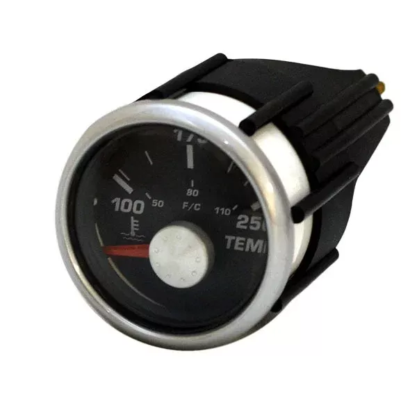 Faria Boat Temperature Gauge GBC017B | 2 Inch Silver Black