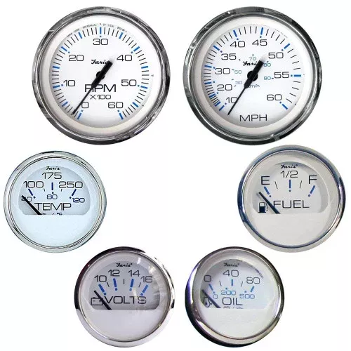 Faria Chesapeake SS Inboard Motors 6 Gauge Boxed Set – White