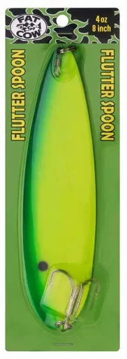 Fat Cow Fishing Flutter Spoon 8in Chartreuse