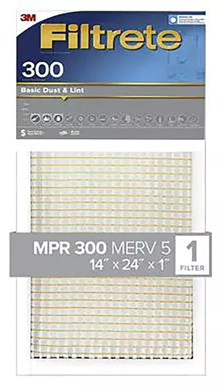Filtrete 323DC-4 Air Filter, 24 in L, 14 in W, 5 MERV, 300 MPR, For: A