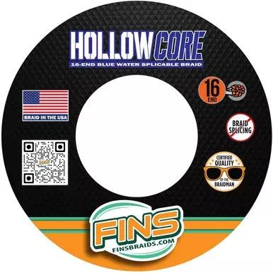 FINS Hollow Core Braided Fishing Line 200lb 1200yd White