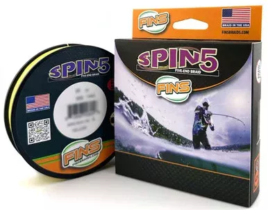 FINS Spin5 Braided Fishing Line 10lb 150yd Yellow