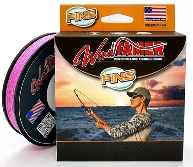 FINS Windtamer Braided Fishing Line 40lb 500yd High Visibility Pink