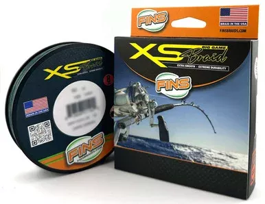 FINS XS Big Game Braided Fishing Line 50lb 2000yd Dark Green