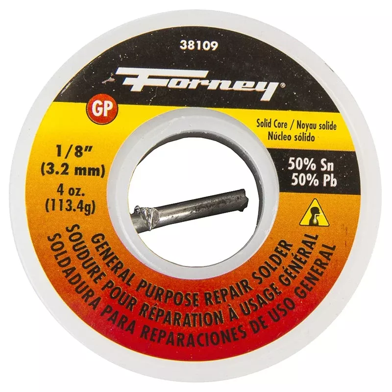 Forney 38109 Solder, 4 oz, Solid, Silver/White, 421 deg F Melting Poin