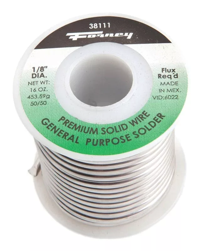 Forney 38111 Solder, 16 oz, Solid, Silver/White, 421 deg F Melting Poi
