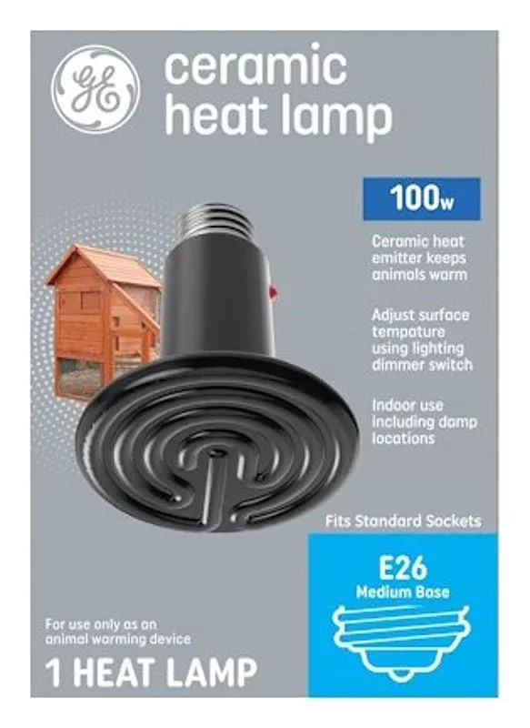 GE 93130700 Heat Lamp, 100 W, Disc Lamp, E26 Medium Lamp Base, 1 Lumen