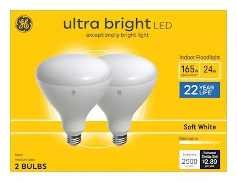 GE 93130764 LED Light Bulb, Ultra-Bright, BR40 Lamp, 165 W Equivalent,