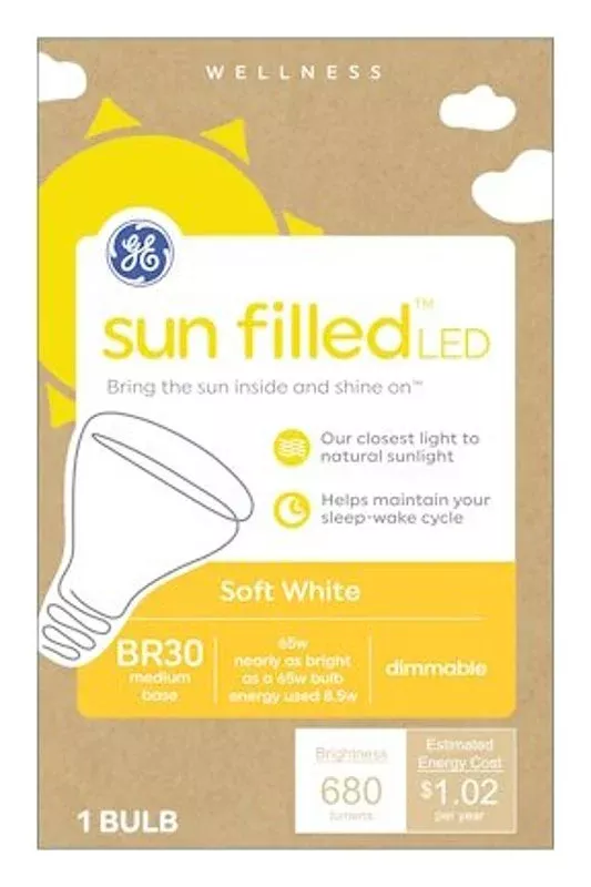 GE Sun Filled 93129186 LED Light Bulb, BR30 Lamp, 65 W Equivalent, E26